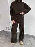 Коричневий теплий жіночий костюм зі щільної трикотажної ангори, фото 7