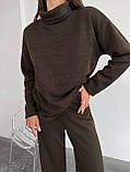 Коричневий теплий жіночий костюм зі щільної трикотажної ангори, фото 9