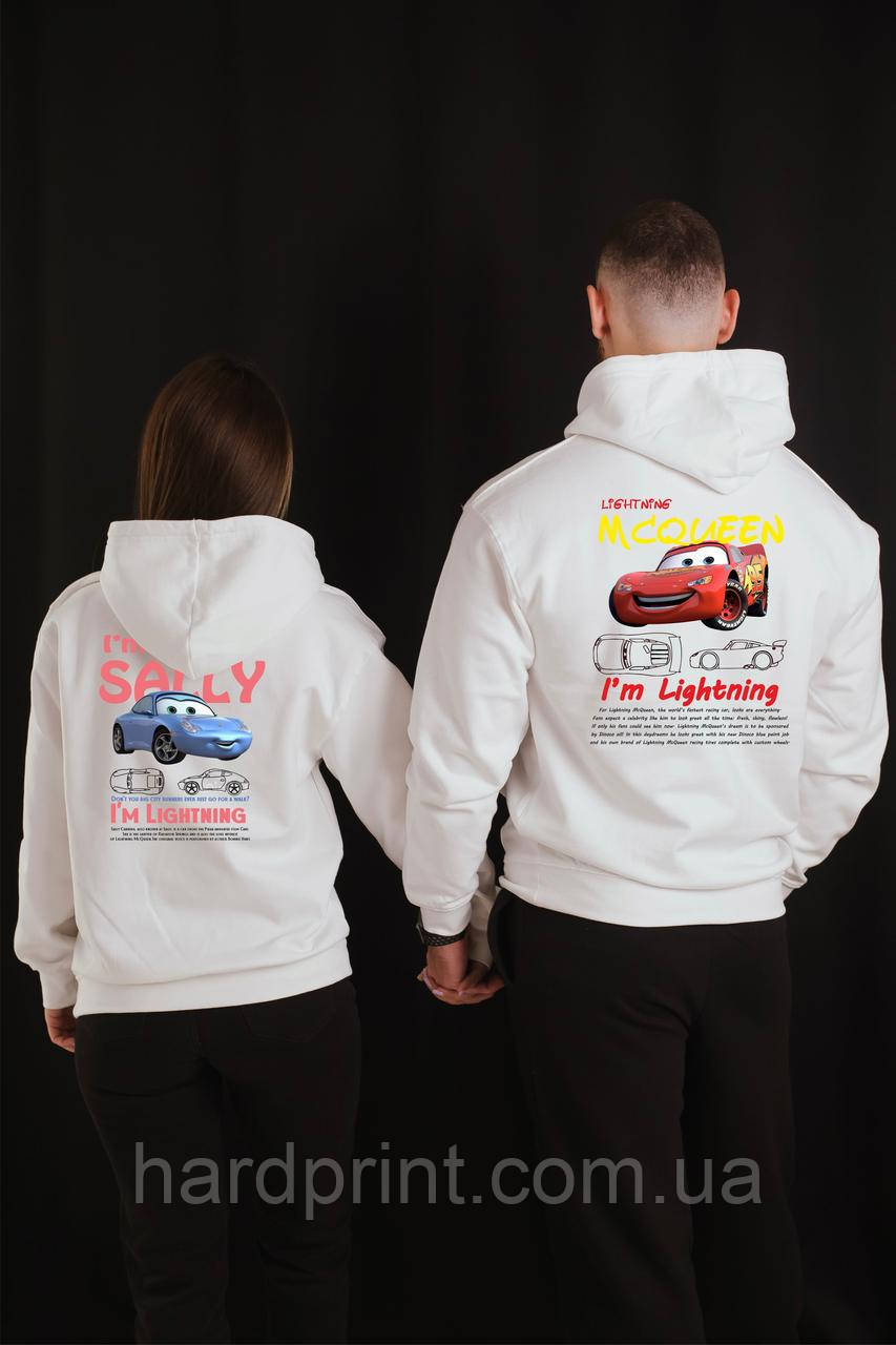 Парні худі. Теплі парні толстовки з принтом Молнія МакКвін / Саллі, фото 1