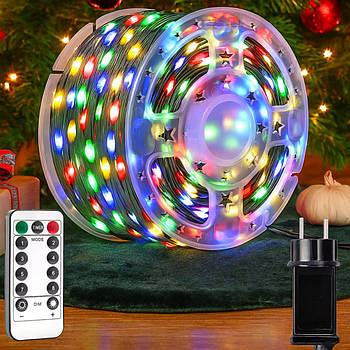 Новорічна гірлянда Роса від мережі, 50м (500 LED) + пульт, RGB / Світлодіодна гірлянда нитка / LED гірлянда на ялинку
