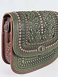 Авторська шкіряна сумка з металом "Дубок" ручної роботи, велика сумка з натуральної шкіри, фото 9