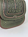 Авторська шкіряна сумка з металом "Дубок" ручної роботи, велика сумка з натуральної шкіри, фото 5