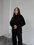Чорний теплий жіночий костюм зі щільної трикотажної ангори, фото 3