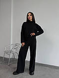 Чорний теплий жіночий костюм зі щільної трикотажної ангори, фото 9