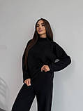Чорний теплий жіночий костюм зі щільної трикотажної ангори, фото 2