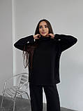 Чорний теплий жіночий костюм зі щільної трикотажної ангори, фото 6