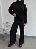 Чорний теплий жіночий костюм зі щільної трикотажної ангори, фото 7