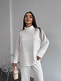 Молочний теплий жіночий костюм зі щільної трикотажної ангори, фото 3