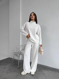 Молочний теплий жіночий костюм зі щільної трикотажної ангори, фото 5