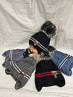 Шапка дитяча в'язана на флісі