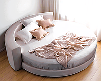 Ліжко кругле ексклюзивне в стилі мінімалізм з м яким широким узголів ям, преміум, під замовлення