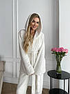 Жіночий домашній МАХРОВИЙ костюм 3в1 Штани+топ+жакет МОЛОЧНИЙ 1633, фото 2