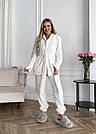 Жіночий домашній МАХРОВИЙ костюм 3в1 Штани+топ+жакет МОЛОЧНИЙ 1633, фото 9