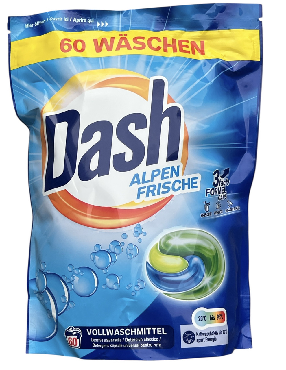 Капсули для прання Dash Alpen Frische універсальні 60 шт, фото 1