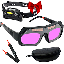 Захисні зварювальні окуляри Хамелеон + Подарунок Налобний ліхтар BL-123 / Окуляри зварювальника / Окуляри із затемненням