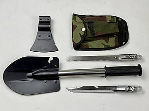 Туристичний набір 4 в 1 лопатка, ніж, пила, сокира