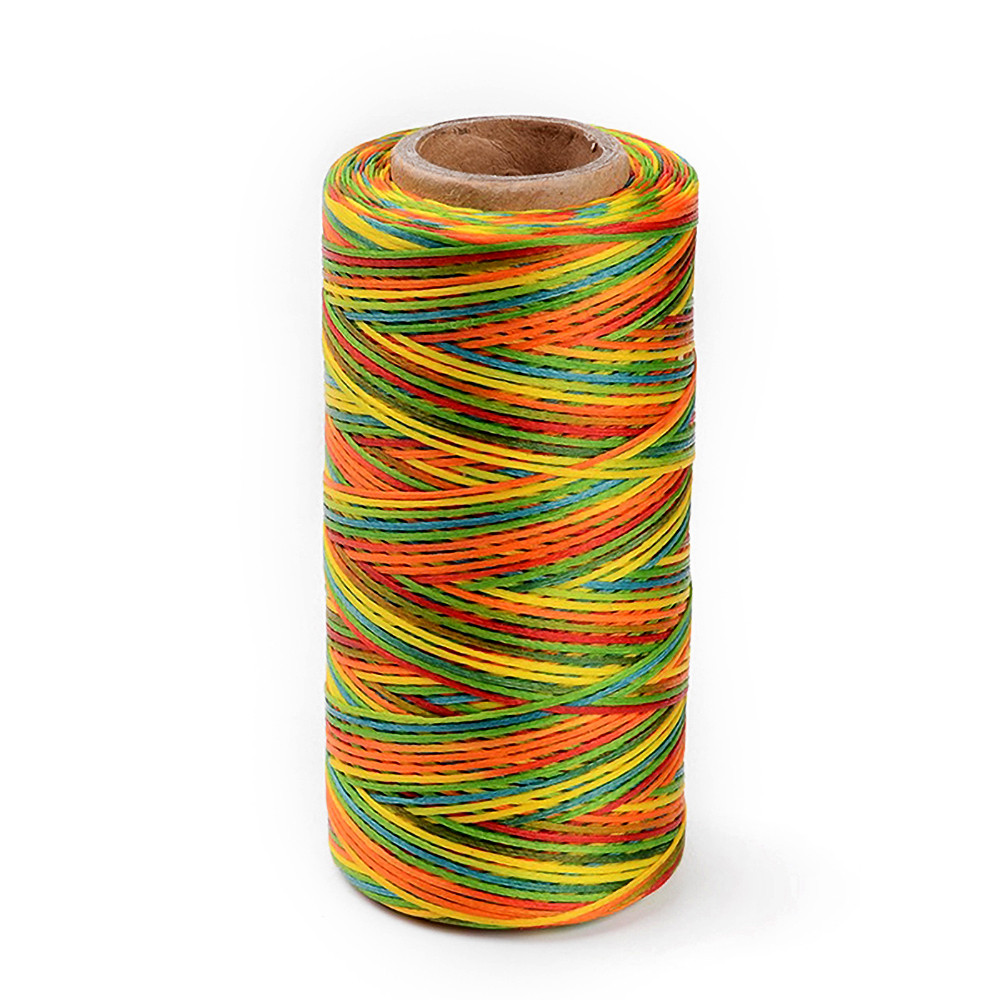 Шнур Вощений Поліестер Плоский, Колір: Різнобарвний, Розмір 1х0.3 мм, приблизно 260 м/катушка, 1 катушка, фото 1