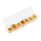 Набір для виготовлення прикрас, латунь і Залізо, 7 відділень, Колір: Золото, 15.5x3.3x1.8см/300 шт, 1 набор, фото 2