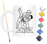 Набір для творчості кружка розмальовка Дзюдо 330 мл біла (КР0124), фото 2