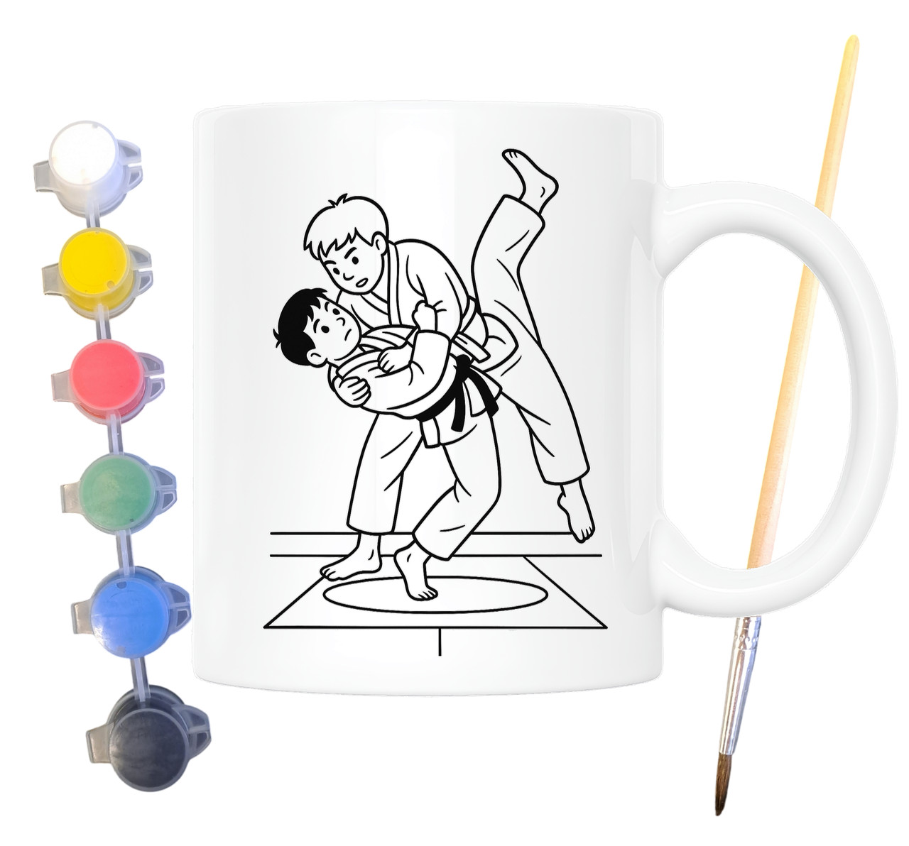 Набір для творчості кружка розмальовка Дзюдо 330 мл біла (КР0124), фото 1