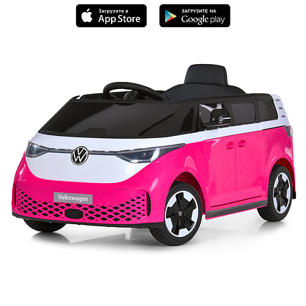 Електромобіль Volkswagen дитячий (2 мотори по 35W, 1 акум. 12V7-9AH, EVA, музика, світло) Bambi M 6281EBLR-8 Рожевий, фото 2