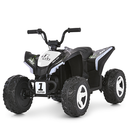 Електроквадроцикл дитячий Bambi (акум. 12V7-9AH, 2 мотори 35W, MP3, USB, музика, світло) M 6283EL-1-2 Біло-чорний, фото 1