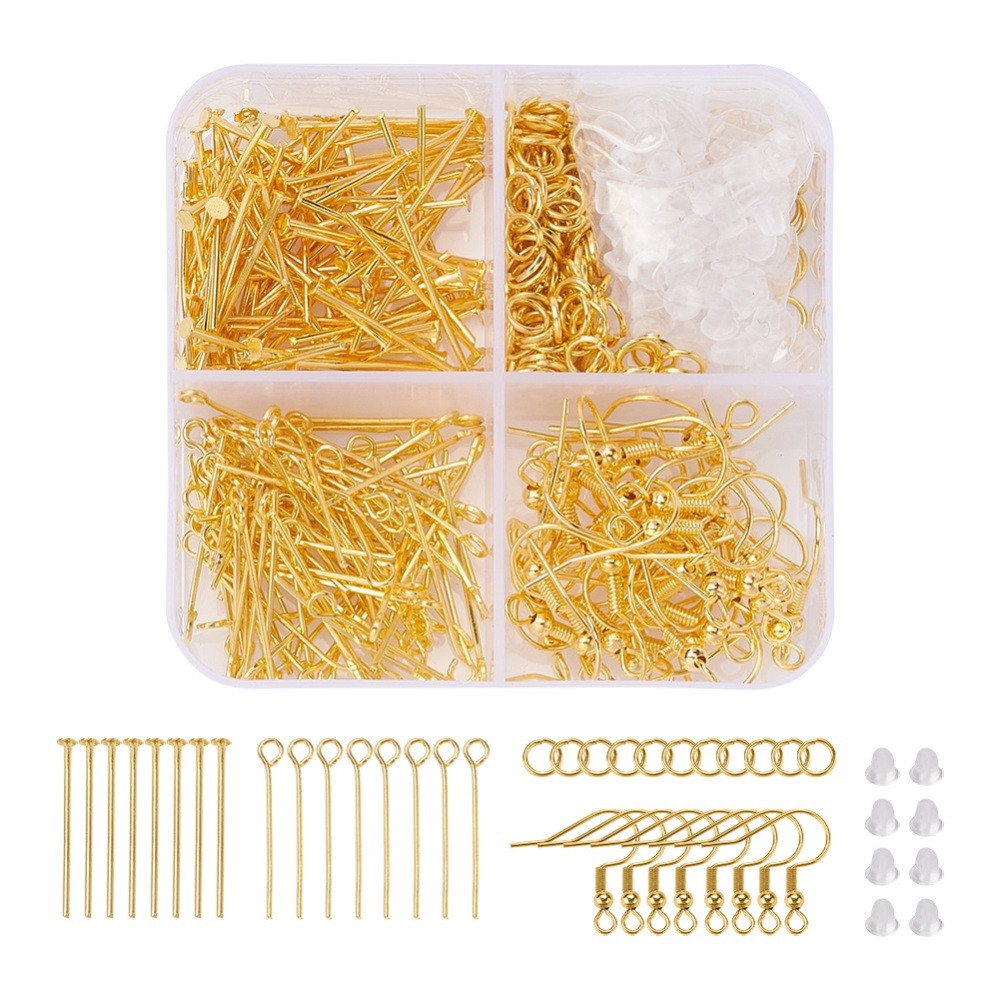 Набір для виготовлення Сережок, Залізо та пластик, Колір: Золото, Розмір: 7.3х6.9х2.4см, 1 набор, фото 1