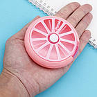 Контейнер для Бісера та Бусин, Пластик, Круглий, Плоский, 7 відсіків, Яскраво-рожевий, 9.05х2.4см, (1 шт.), фото 2