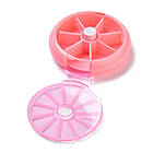 Контейнер для Бісера та Бусин, Пластик, Круглий, Плоский, 7 відсіків, Яскраво-рожевий, 9.05х2.4см, (1 шт.), фото 3