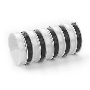 Силіконова Нитка 0.5 мм/20 м, Еластична, Гумка, Колір: Мікс Чорний і Білий, Товщина 0.5 мм, 20 м/котушка, 10