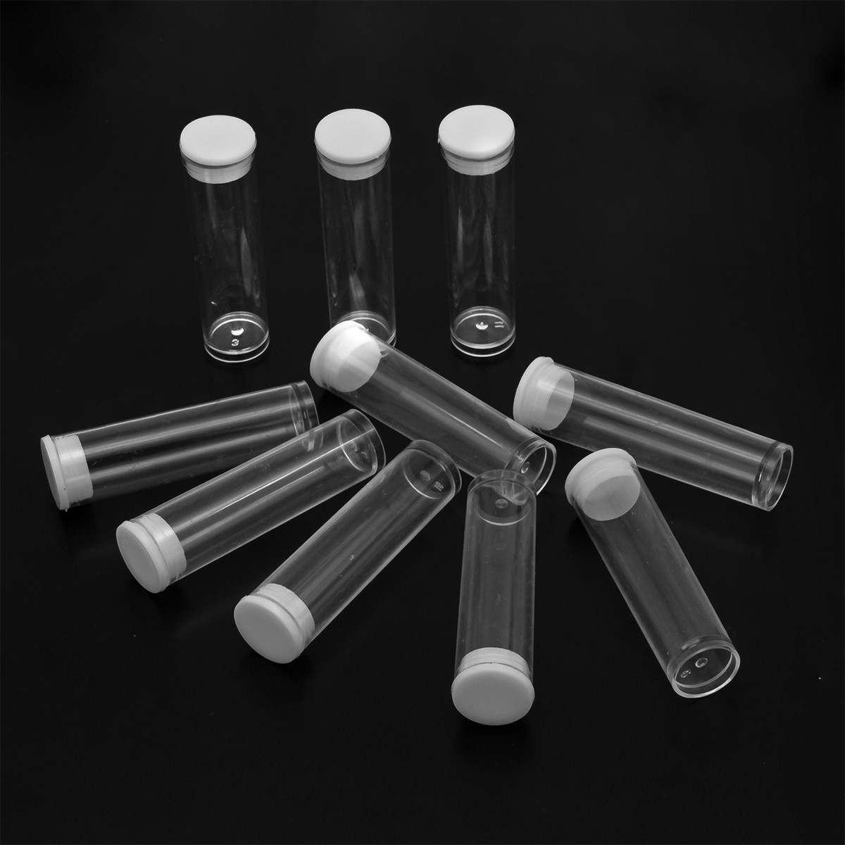 Контейнер для Бісера та Бусин, Пластик, Трубка, Колір: Безбарвний, Розмір: 55х15мм, 10 шт./пач./пач, фото 1