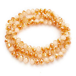 Бусини Скло, під Нефрит, Напівпокриття, Грані, Рондель, Жовтогарячий, 6х4мм, ~ 100 шт./40 см/нитка, 1 нить