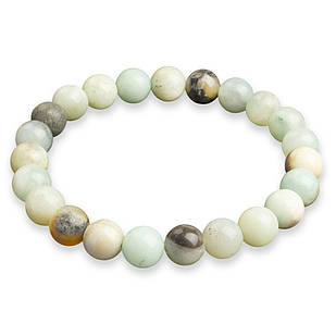 Браслет із Бусин Натурального Амазоніту, Еластичний, 5.5-6 см, Бусіна 8 мм, ок 20-23шт/браслет, 1 шт