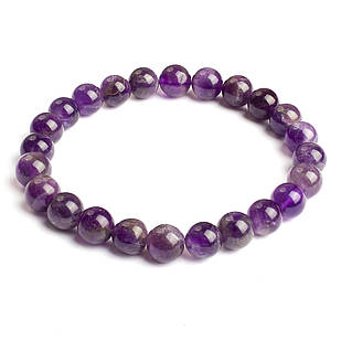 Браслет із Бусину Натурального Аметиста, Еластичний, 5.5-6 см, Бусяна 8 мм, ок 20-23шт/браслет, 1 шт
