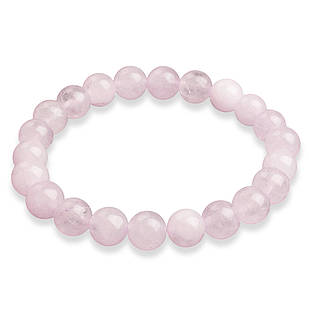 Браслет із Бусин Натурального Рожевого Кварца, Еластичний, 5.2-5.5 см, Бусяна 10 мм, ок 17-20 шт./браслет