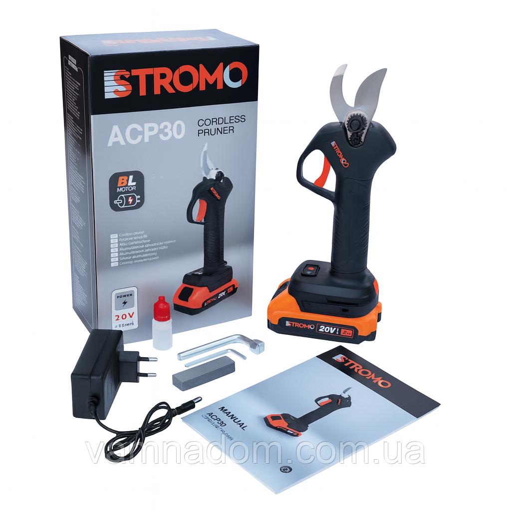 Секатор акумуляторний Stromo ACP30 (20 В, 2 А/год), фото 1