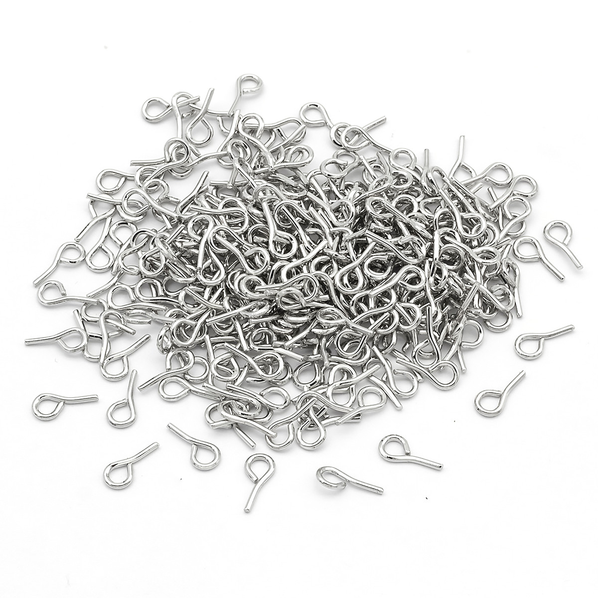 Тримачі Шти з петлею, для Бусин із Напівотворством, Залізо, Колір: Платина, Розмір: 7x4x0.9 мм, 300 шт, фото 1