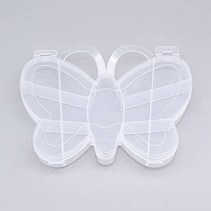 Контейнер для Бісера та Бусин, Пластик, Метелик, Колір: Безбарвний, Розмір: 11.2x13.8x1.9см, 1 шт