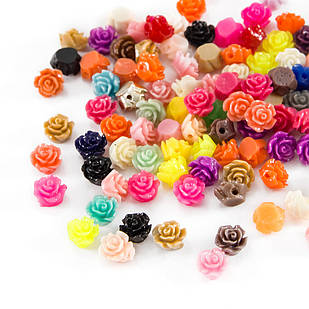 Бусини Смола, Квітка, Колір: Мікс, Розмір: 6x4мм, Отвори 1 мм, 20 шт