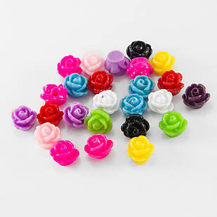 Бусини Смола, Квітка, Мікс, 9x7мм, Одв. 1 мм, 10 шт