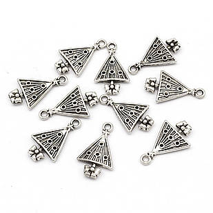 Кулон-Сеттинг Ялинка, під стрази, Емальєрний, Метал, Античне Срібло, 22.5х13х2.5мм, Відв. 2 мм, 10 шт