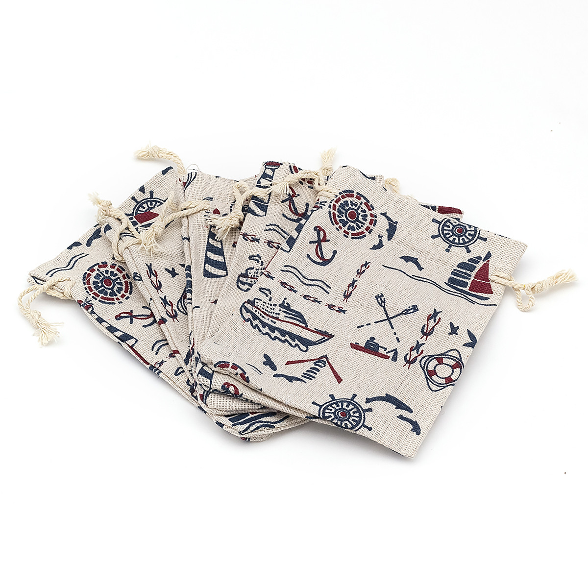 Упаковковий Мішок, Полікоттон, з Куліською, з Принтом, Різнобарвний, 13.5x9.5см, 5 шт, фото 1