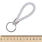 Основа для Брелоків, Шнур шкіряний, Колір: Срібло, Розмір: 115-125x15.5мм, Кільце: 30x2мм, Провід: 6-7мм, 5 шт, фото 3