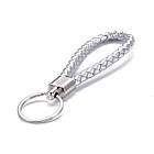 Основа для Брелоків, Шнур шкіряний, Колір: Срібло, Розмір: 115-125x15.5мм, Кільце: 30x2мм, Провід: 6-7мм, 5 шт, фото 5