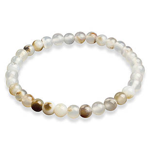 Браслет із Бусин Натурального Агата, Еластичний, 5-6 см, Бусіна 5.8-6.8 мм, ок 27-31шт/браслет