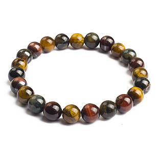 Браслет із Бусину Натурального Тигрового очей, Еластичний, 5.5-6 см, Бусяна 8 мм, ок 20-23шт/браслет, 1 шт