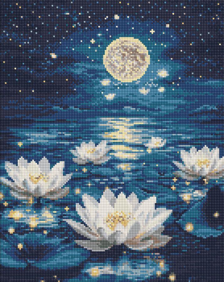 Алмазна мозаїка Ideyka AMO8226 Лотос під сяйвом, 40х50см. на підрамнику