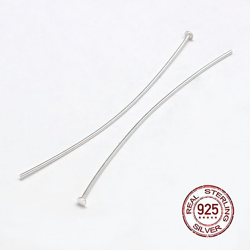 Срібло 925 Піни Гвоздики з Плоскою Капелюхкою, 50х2мм, Пін 0.5мм, 2 шт, фото 1
