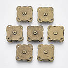 Застібка Кнопка, для сумки/Кошелька, Залізо, Розмір: 19х19х7мм, Колір: Бронза, Відв 1.5х2мм, (4 шт.), фото 3