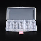 Контейнер для Бісера та Бусин, Пластик, Безбарвний, Прямокутний, 25 баночок/набір, Розмір: 19x8.5х3.5см, 1 шт, фото 3